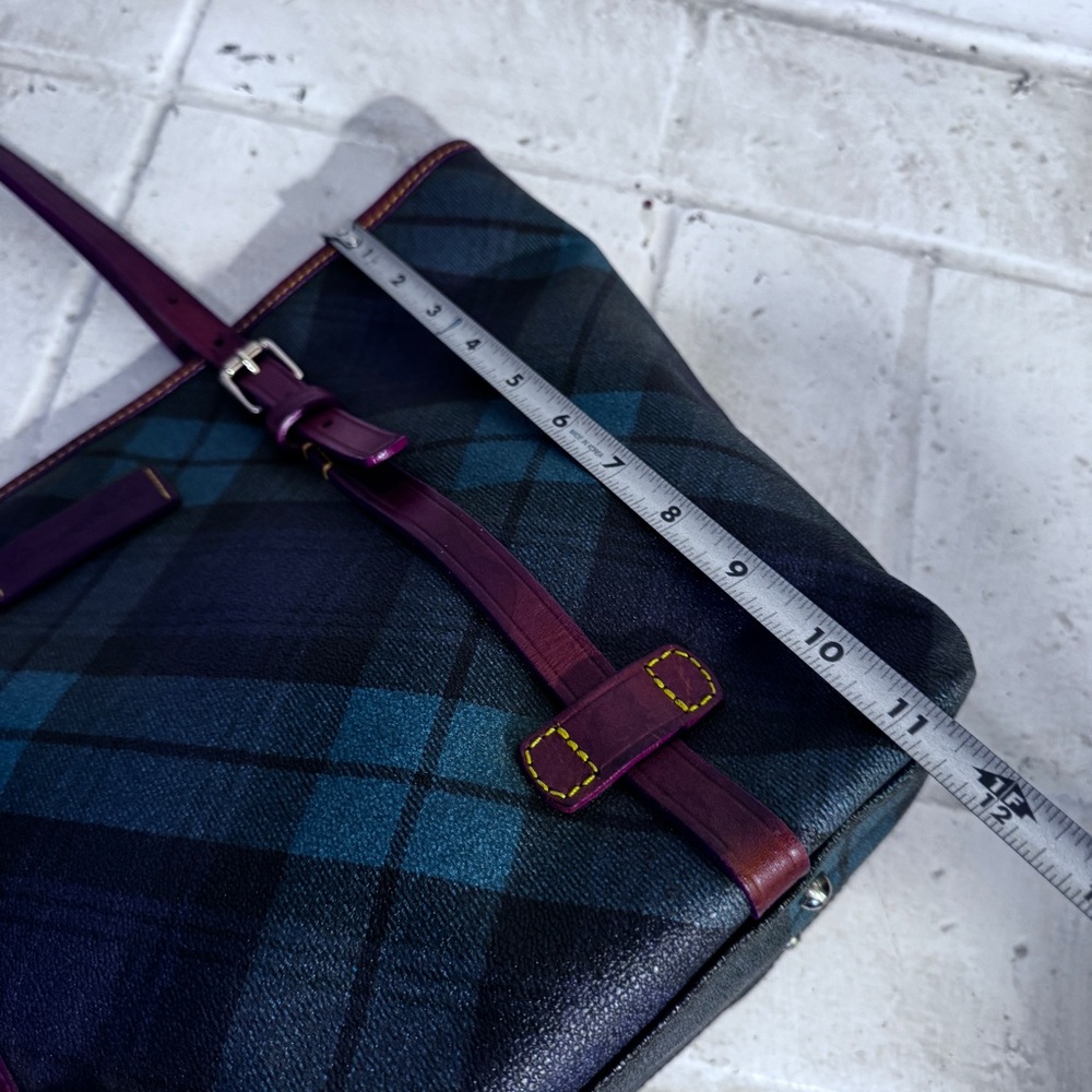 DOONEY & BOURKE Green Multicolor Plaid Leather Handbag /Shoulder Bag - Picture 15 of 15